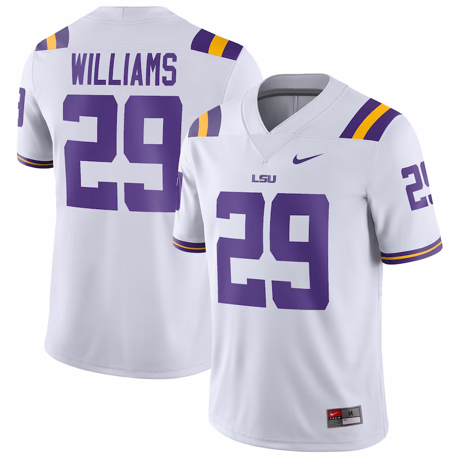 Greedy Williams LSU Tigers Nike Game Jersey - White - Puhuasuan