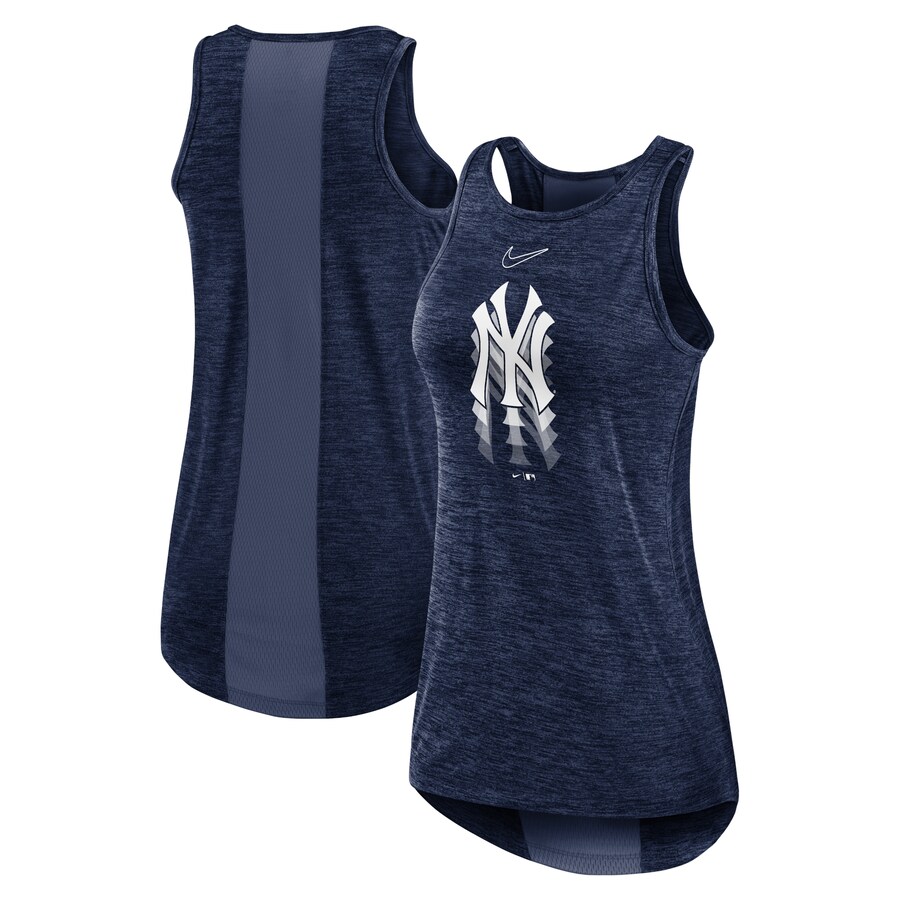 Women's New York Yankees Nike Navy Logo Fade High Neck Performance Tank Top - Puhuasuan