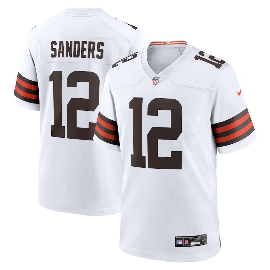 Men's Cleveland Browns Shedeur Sanders Nike White 2025 NFL Draft Game Jersey - Puhuasuan