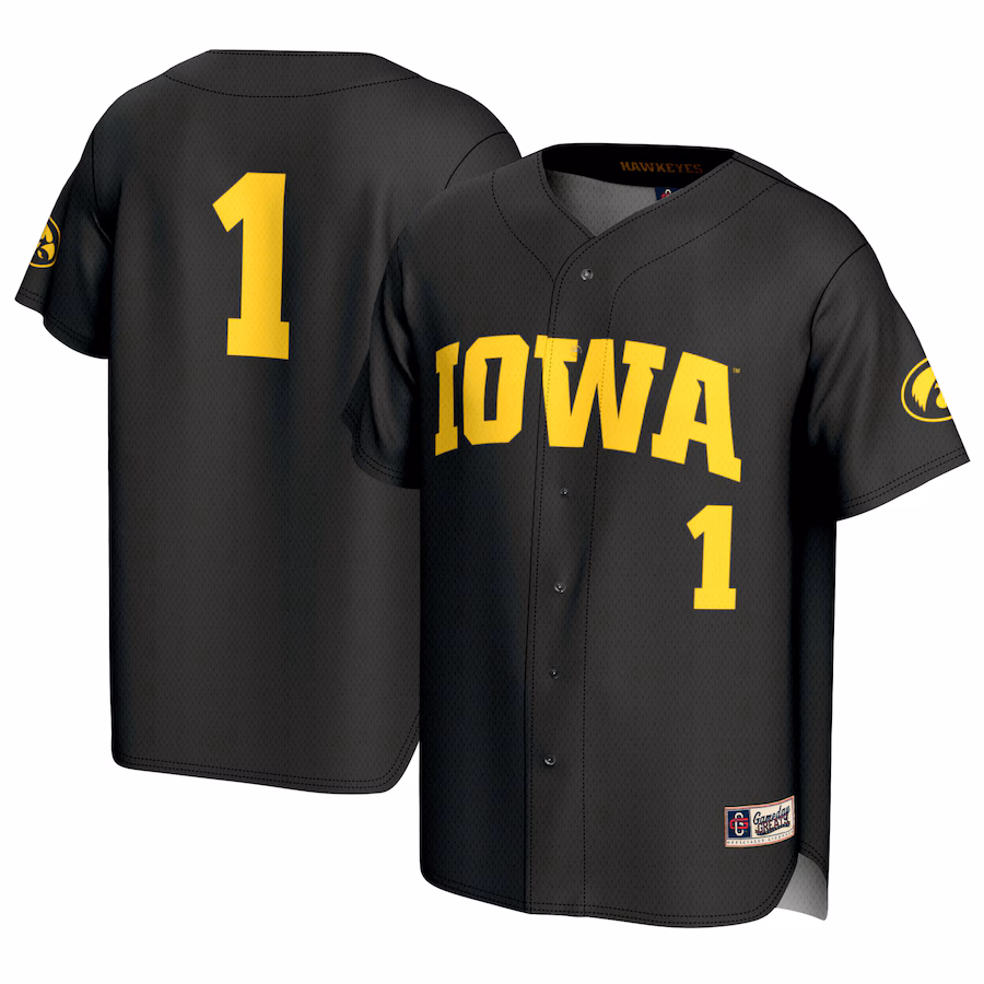 #1 Iowa Hawkeyes GameDay Greats Unisex Baseball Lightweight Fashion Jersey - Black - Puhuasuan