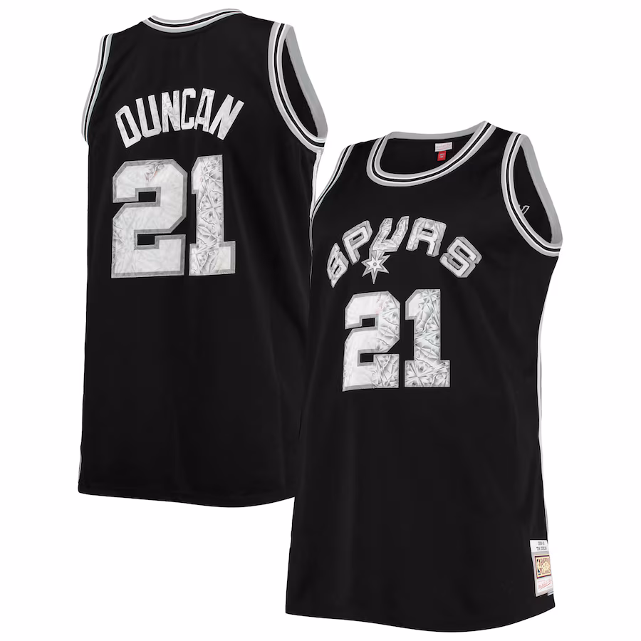 Men's San Antonio Spurs Tim Duncan Mitchell & Ness Black Big & Tall 1998/99 NBA 75th Anniversary Diamond Swingman Jersey - Puhuasuan