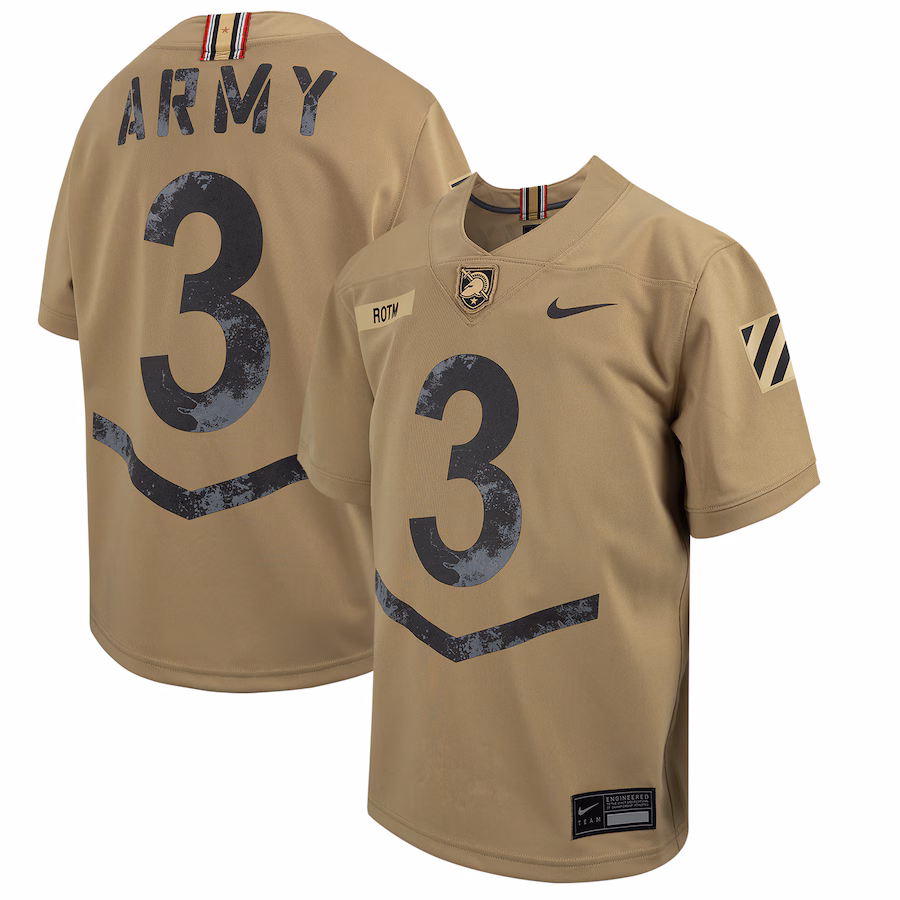 Youth Nike #3 Tan Army Black Knights 2023 Rivalry Collection Game Jersey - Puhuasuan