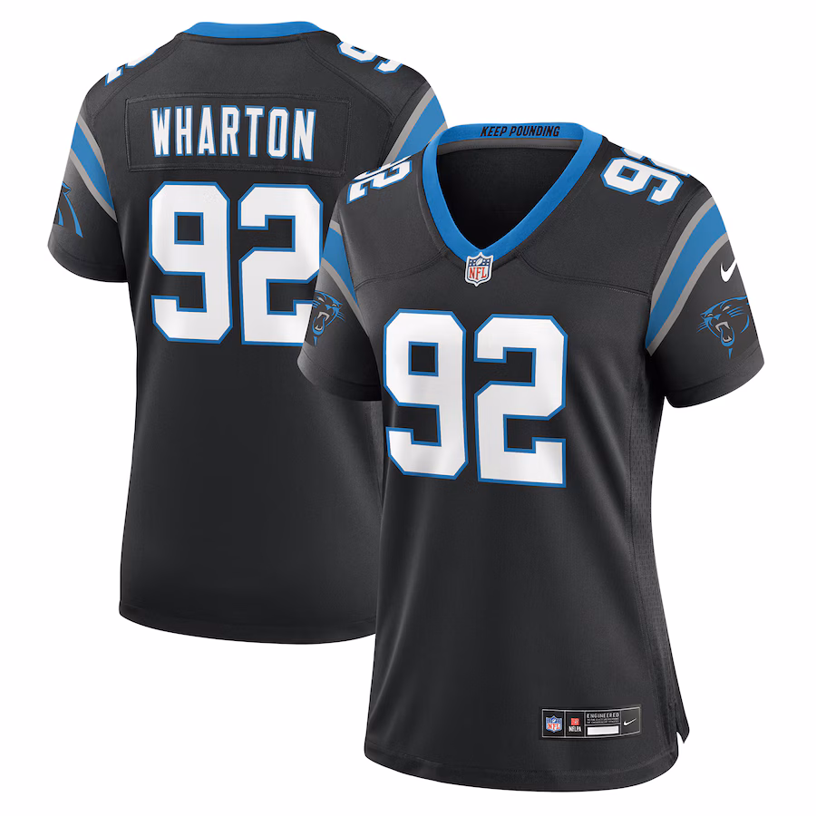 Women's Carolina Panthers Tershawn Wharton Nike Black Team Game Jersey - Puhuasuan
