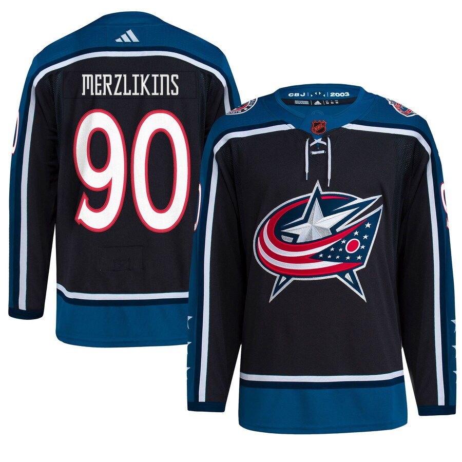Men's Columbus Blue Jackets Elvis Merzlikins adidas Black Reverse Retro 2.0 Authentic Player Jersey - Puhuasuan