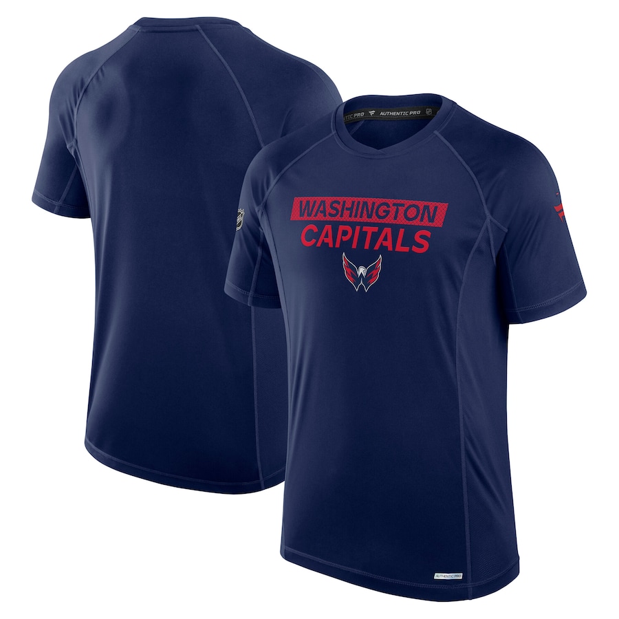Men's Washington Capitals Fanatics Navy Authentic Pro Rink Tech T-Shirt - Puhuasuan