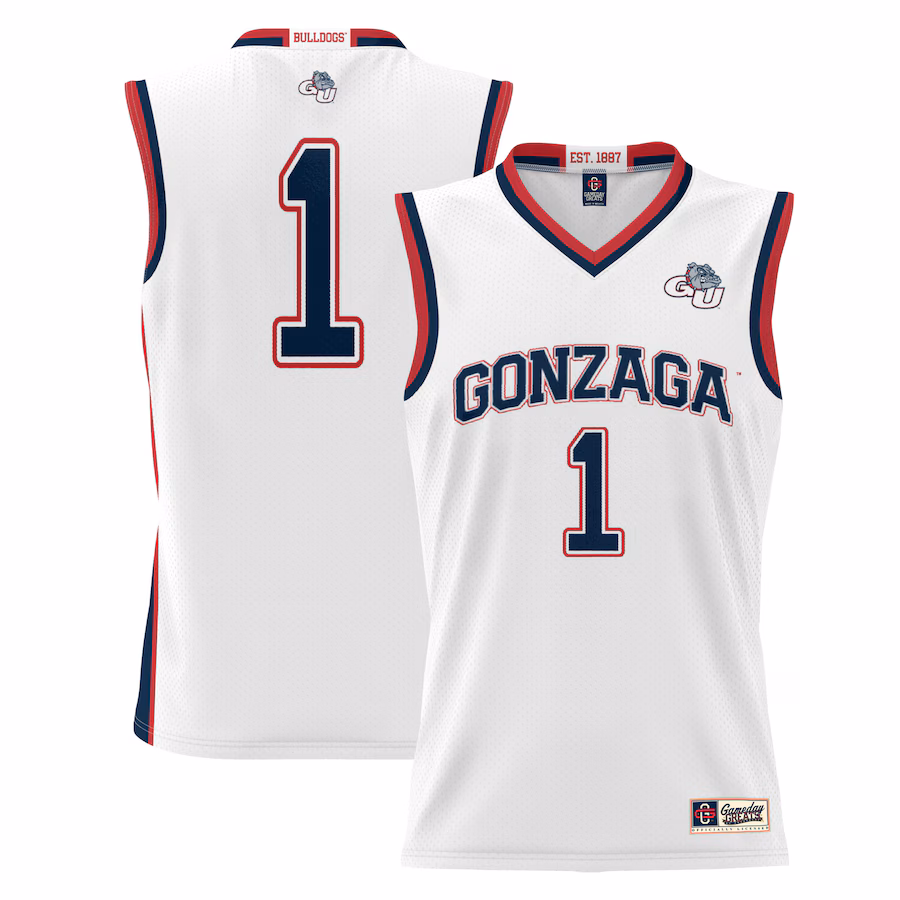 Youth GameDay Greats White #1 Gonzaga Bulldogs Lightweight Basketball Jersey - Puhuasuan