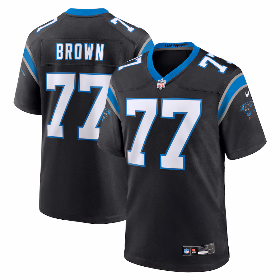 Men's Carolina Panthers Deonte Brown Nike Black Team Game Jersey - Puhuasuan