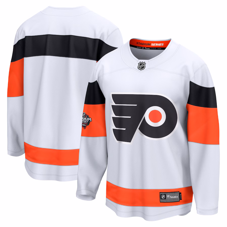Men's Philadelphia Flyers Fanatics White 2024 NHL Stadium Series Breakaway Jersey - Puhuasuan