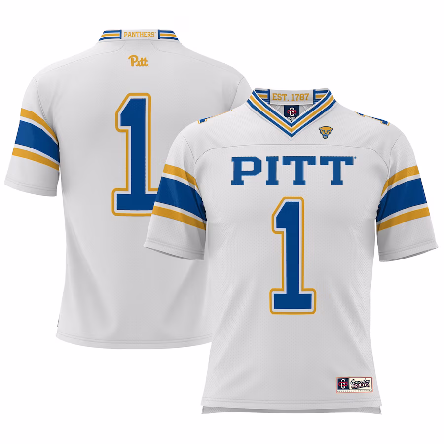 #1 Pitt Panthers GameDay Greats Youth Football Jersey - White - Puhuasuan