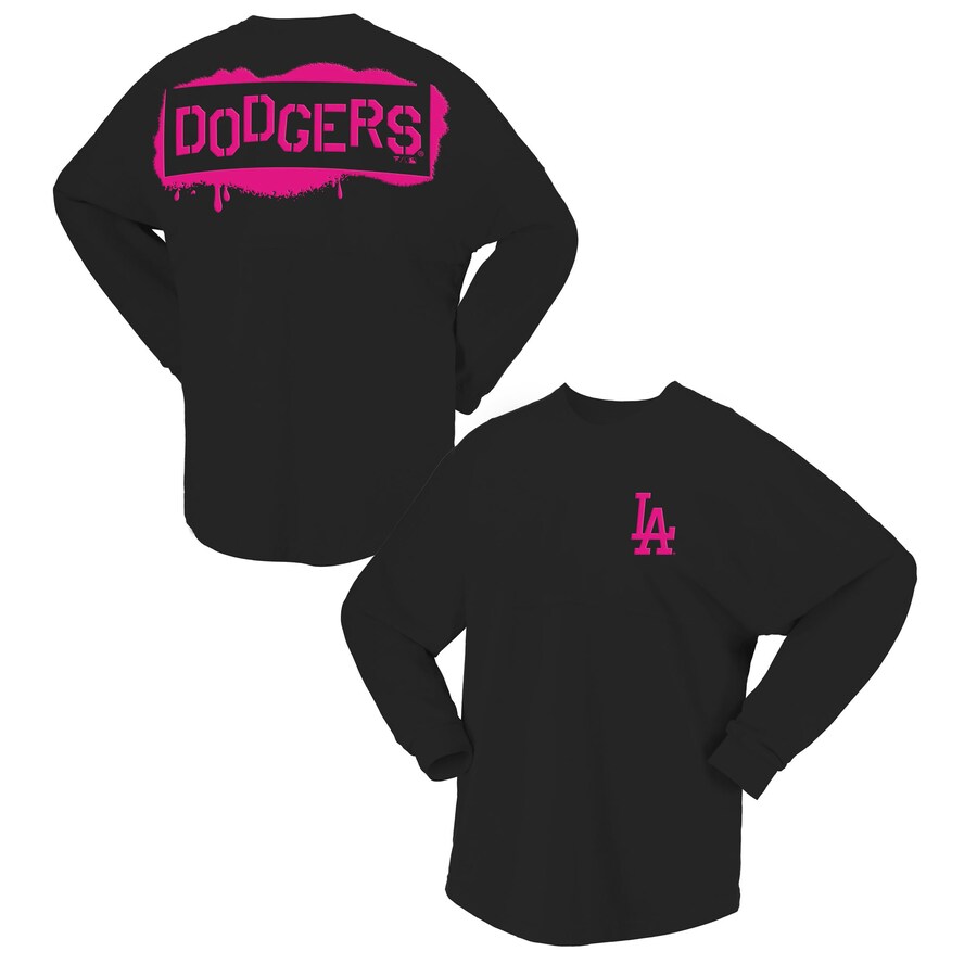 Women's Los Angeles Dodgers Fanatics Black Neon Jersey Long Sleeve T-Shirt - Puhuasuan