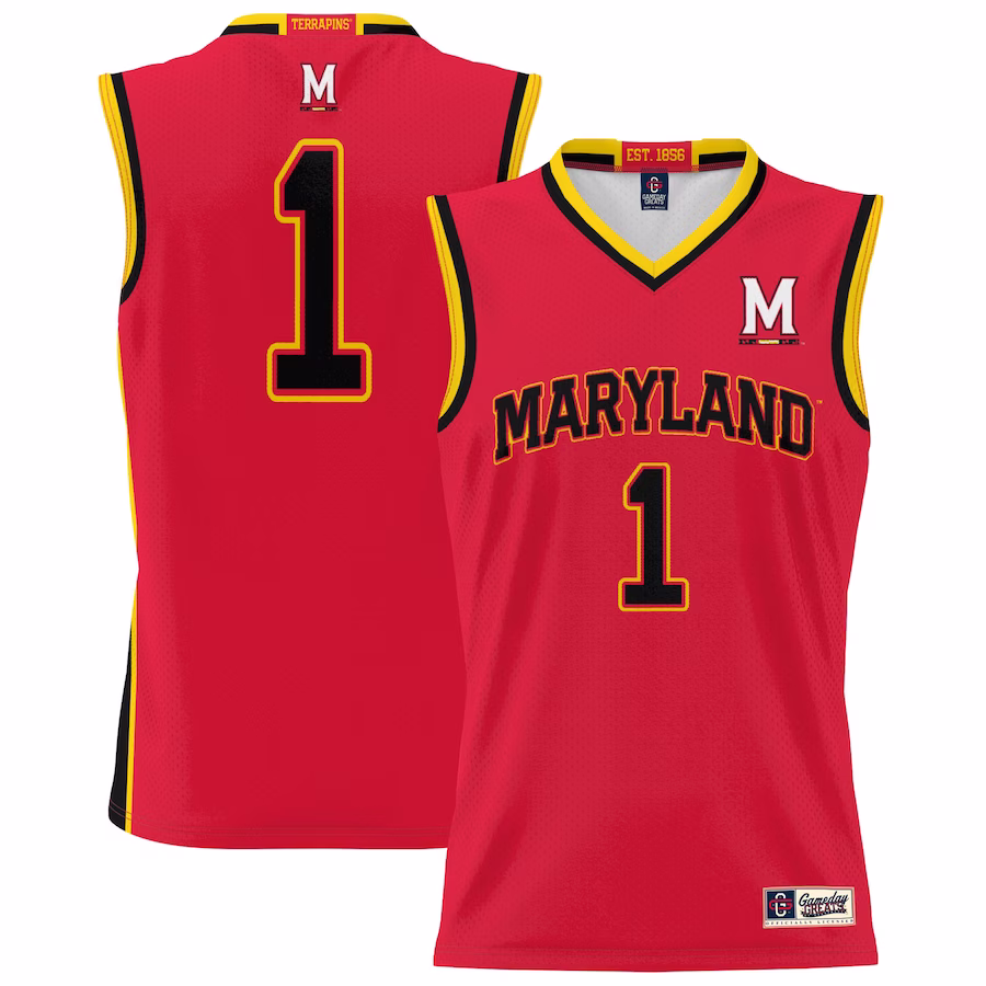 #1 Maryland Terrapins GameDay Greats Unisex Lightweight Basketball Jersey - Red - Puhuasuan