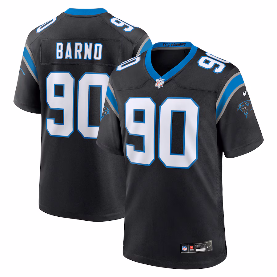 Men's Carolina Panthers Amare Barno Nike Black Team Game Jersey - Puhuasuan