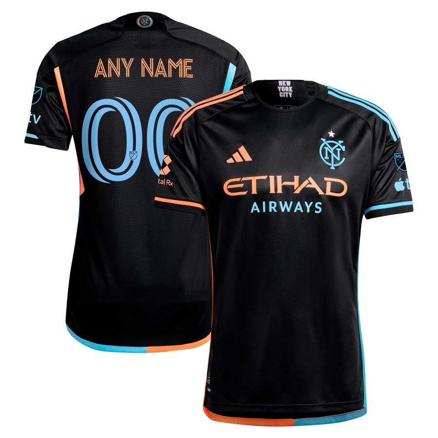Men's New York City FC  adidas Black 2024 24/7 Kit Authentic Custom Jersey - Puhuasuan