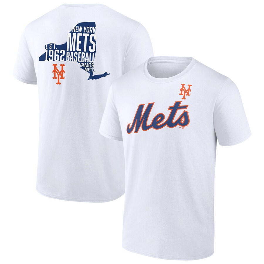 Men's New York Mets White Team Hot Shot T-Shirt - Puhuasuan