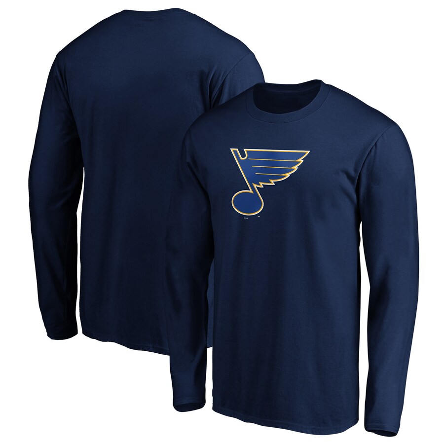 Men's St. Louis Blues Navy Primary Logo Long Sleeve T-Shirt - Puhuasuan