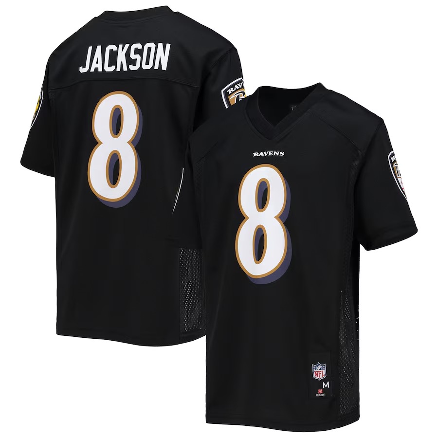 Youth Baltimore Ravens Lamar Jackson Black Replica Player Jersey - Puhuasuan