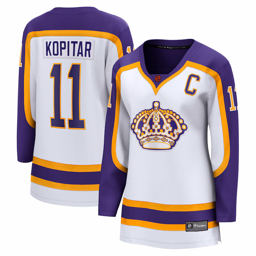 Women's Los Angeles Kings Anze Kopitar Fanatics White Special Edition 2.0 Breakaway Captain's Patch Jersey - Puhuasuan