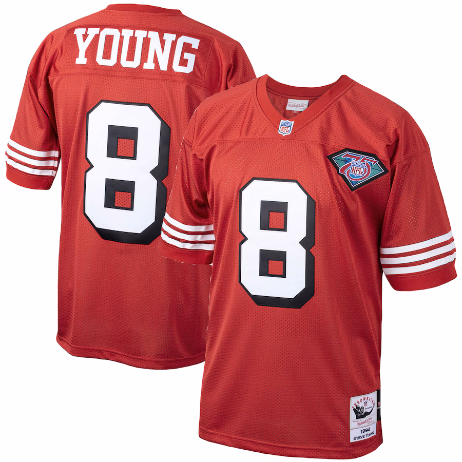 Men's San Francisco 49ers 1994 Steve Young Mitchell & Ness Scarlet Authentic Throwback Retired Player Jersey - Puhuasuan