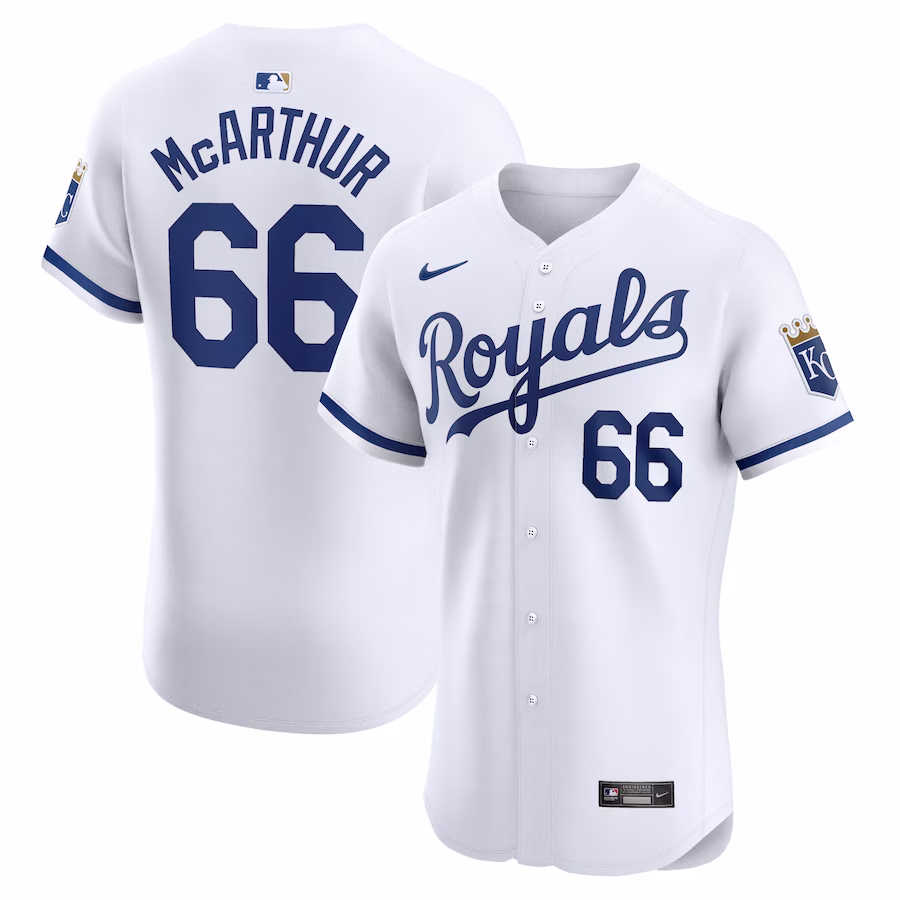 Men's Kansas City Royals James Macarthur Nike White Home Elite Player Jersey - Puhuasuan