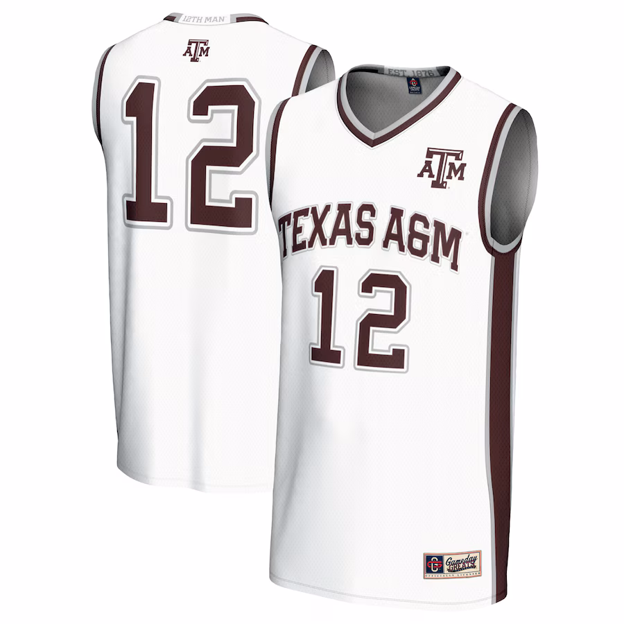 #12 Texas A&M Aggies GameDay Greats Youth Basketball Lightweight Fashion Jersey - White - Puhuasuan