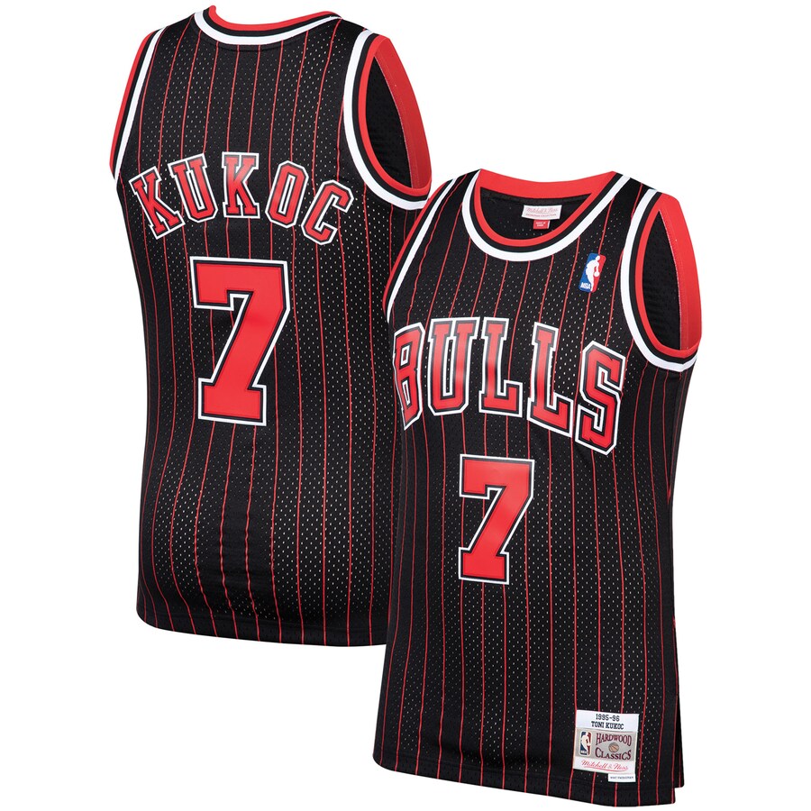 Men's Chicago Bulls Toni Kukoc Mitchell & Ness Black 1995/96 Hardwood Classics Swingman Jersey - Puhuasuan