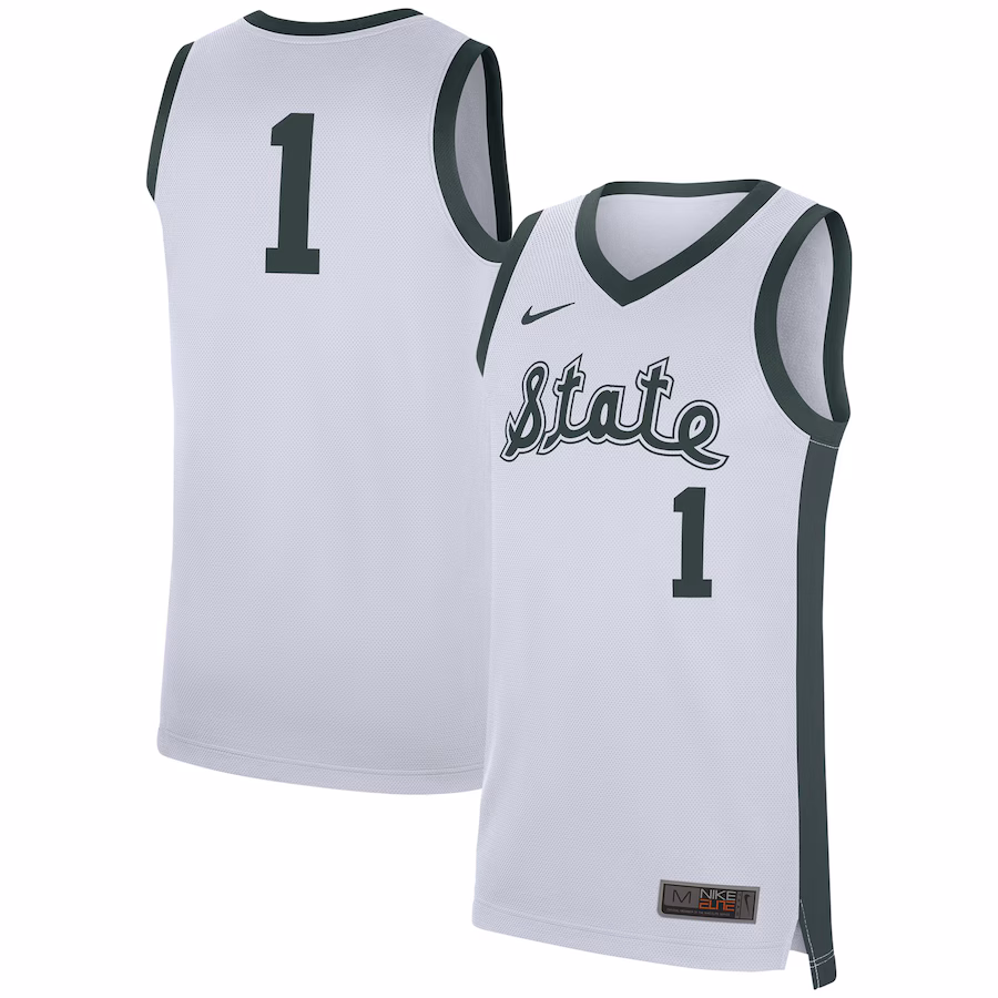 Men's Nike #1 White Michigan State Spartans Replica Jersey - Puhuasuan