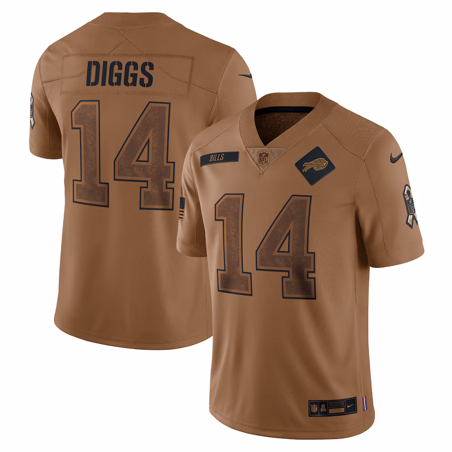 Men's Buffalo Bills Stefon Diggs Nike Brown Salute To Service Limited Jersey - Puhuasuan