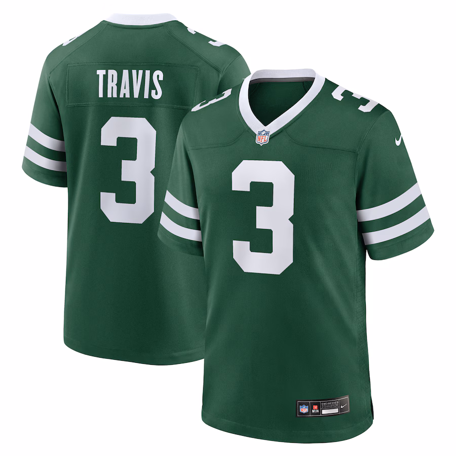 Men's New York Jets Jordan Travis Nike Legacy Green Team Game Jersey - Puhuasuan