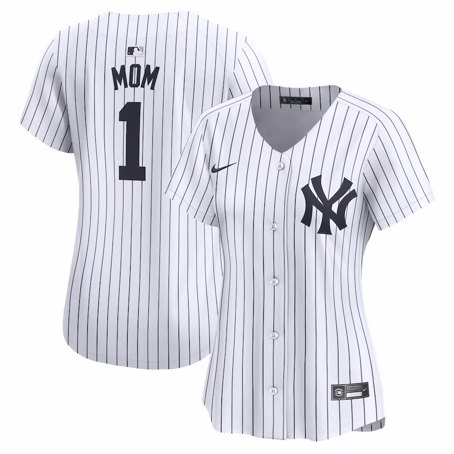 Women's New York Yankees Nike White #1 Mom Home Limited Jersey - Puhuasuan