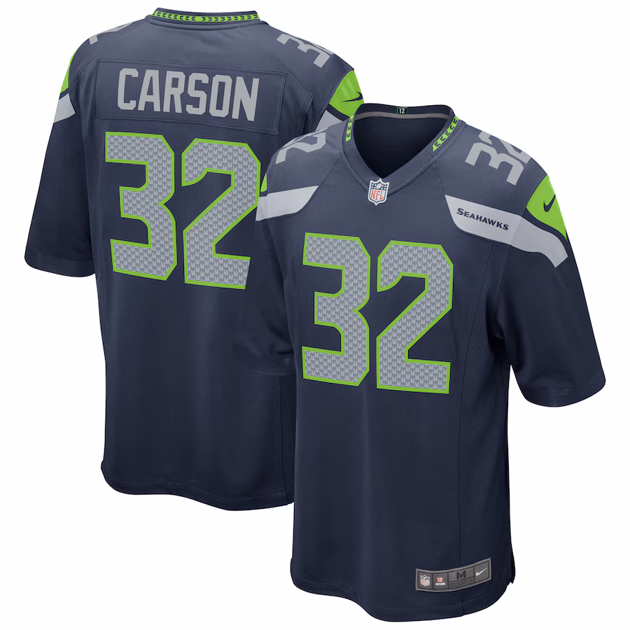 Men's Seattle Seahawks Chris Carson Nike Navy Game Player Jersey - Puhuasuan