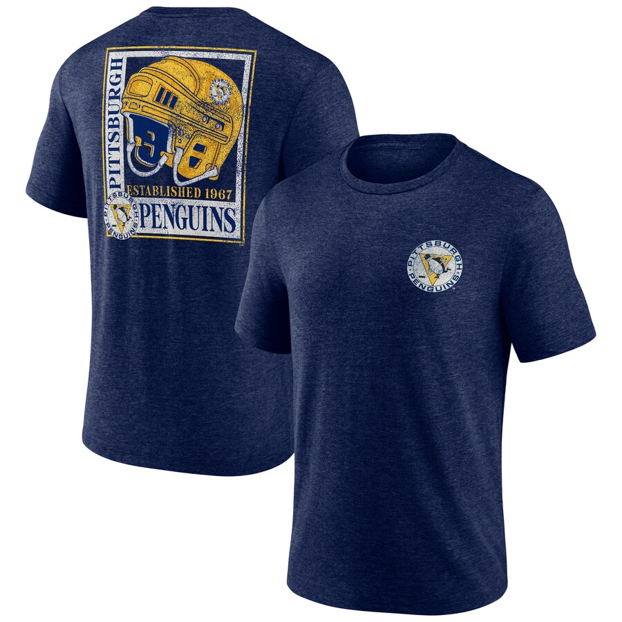 Men's Pittsburgh Penguins Navy Earnest Will Tri-Blend T-Shirt - Puhuasuan