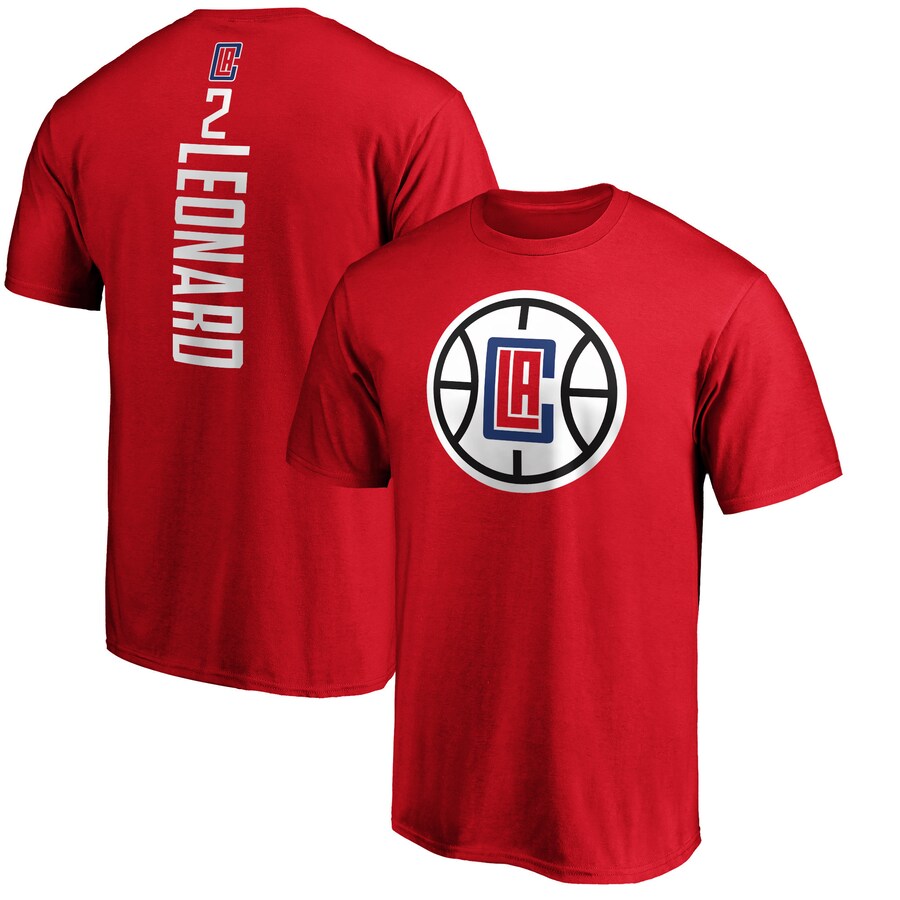 Men's LA Clippers Kawhi Leonard Fanatics Red Team Playmaker Name & Number T-Shirt - Puhuasuan