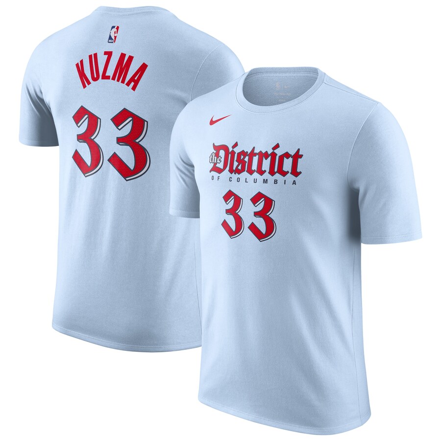 Men's Washington Wizards Kyle Kuzma Nike Powder Blue 2024/25 City Edition Name & Number T-Shirt - Puhuasuan