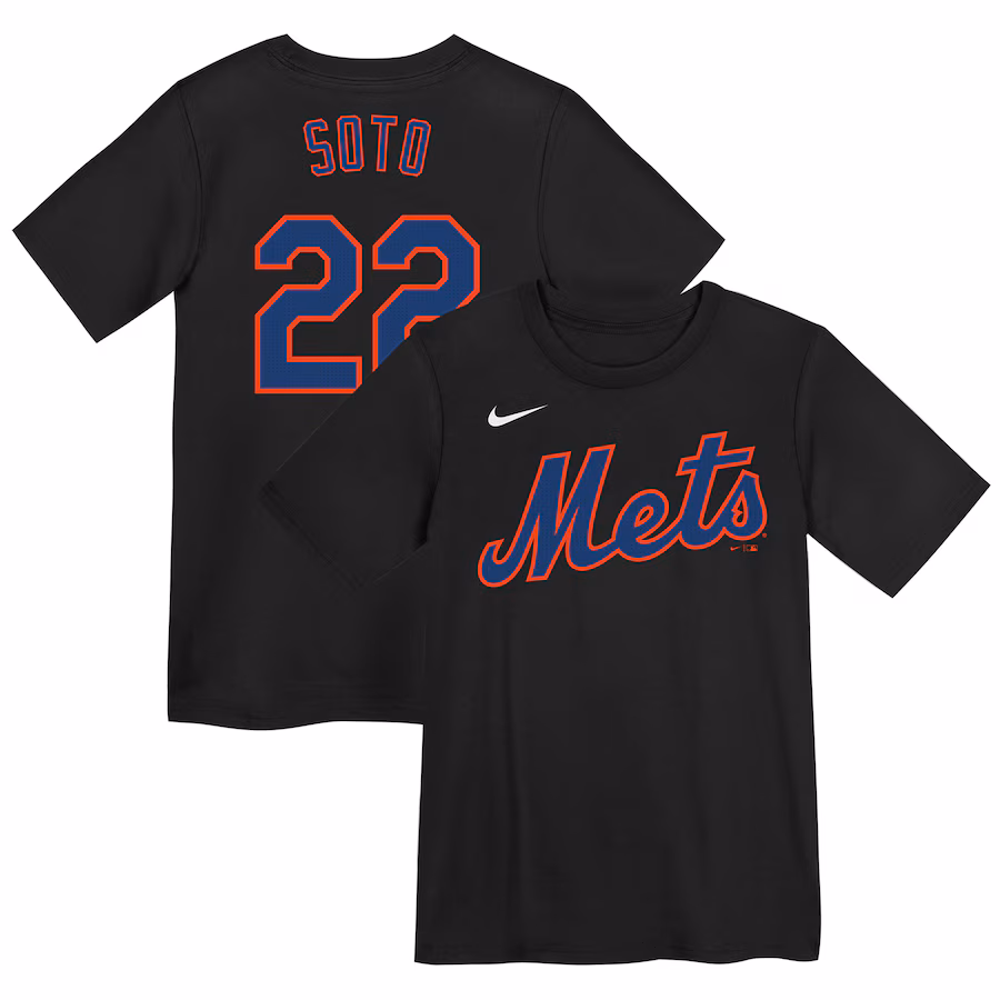Youth New York Mets Juan Soto Nike Black Name & Number T-Shirt - Puhuasuan