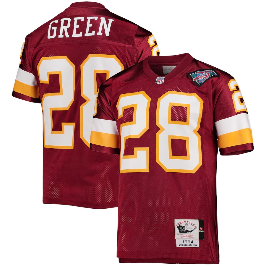Men's Washington Football Team 1994 Darrell Green Mitchell & Ness Burgundy Authentic Throwback Retired Player Jersey - Puhuasuan