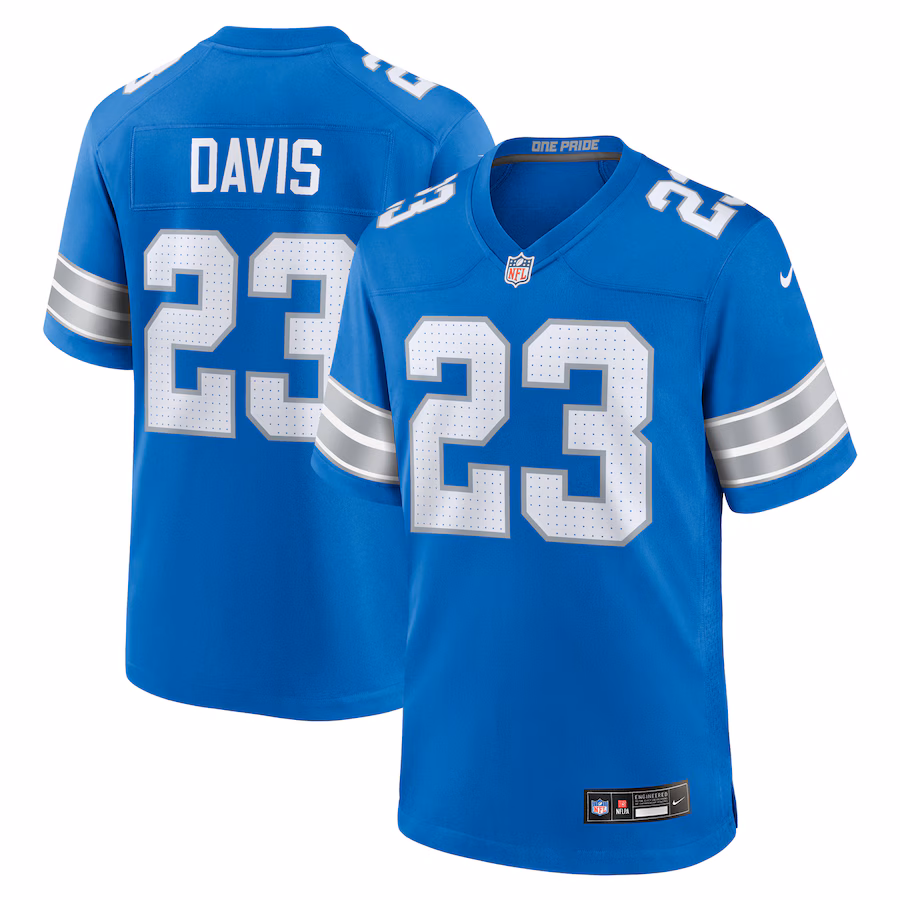 Men's Detroit Lions Carlton Davis Nike Blue Team Game Jersey - Puhuasuan