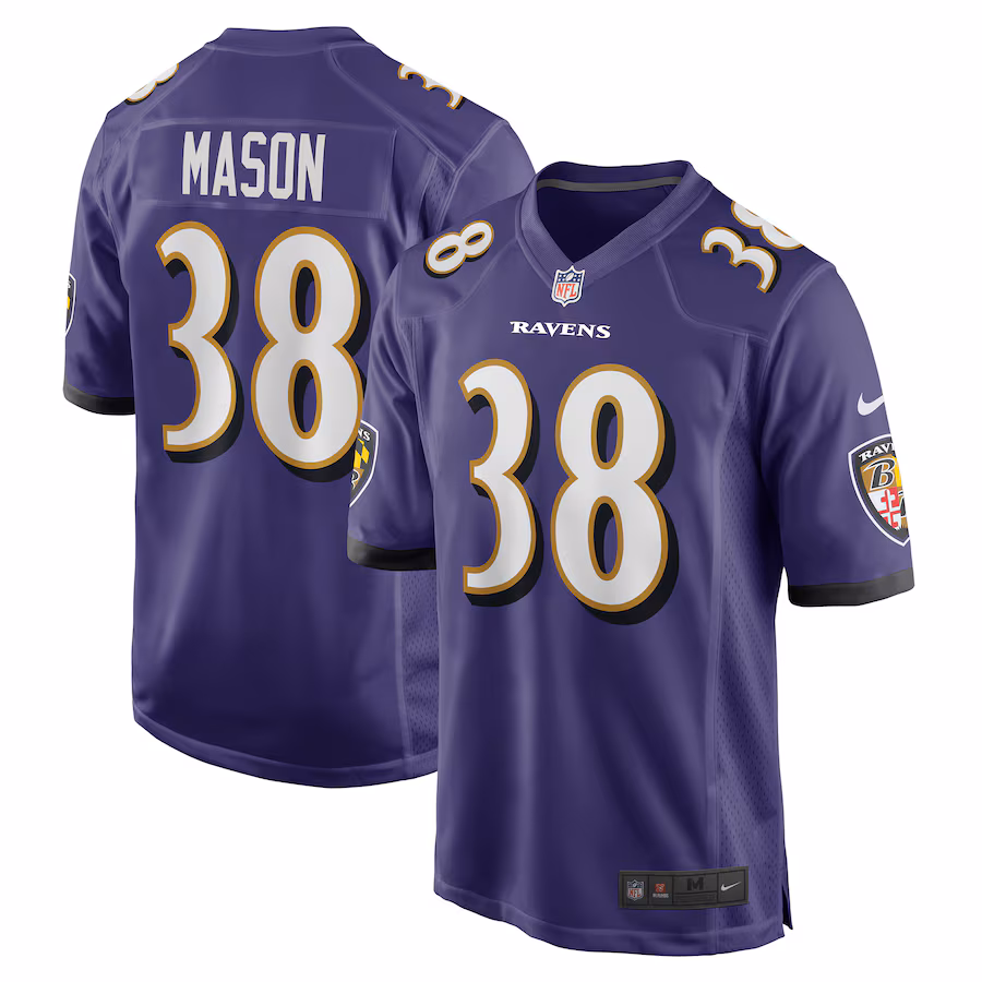 Men's Baltimore Ravens Ben Mason Nike Purple Game Jersey - Puhuasuan
