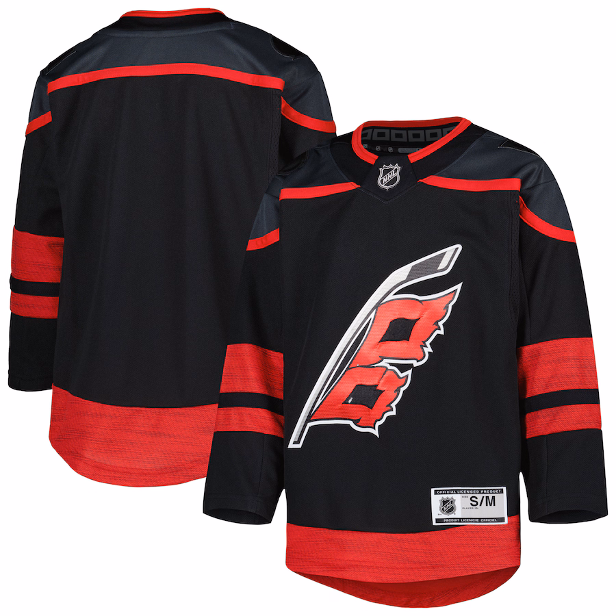 Youth Carolina Hurricanes Black 2021/22 Alternate Premier Jersey - Puhuasuan