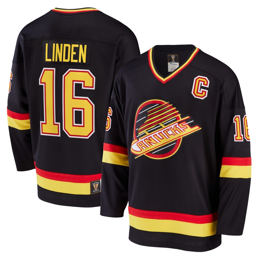 Men's Vancouver Canucks Trevor Linden Fanatics Branded Black Breakaway Retired Player Jersey - Puhuasuan