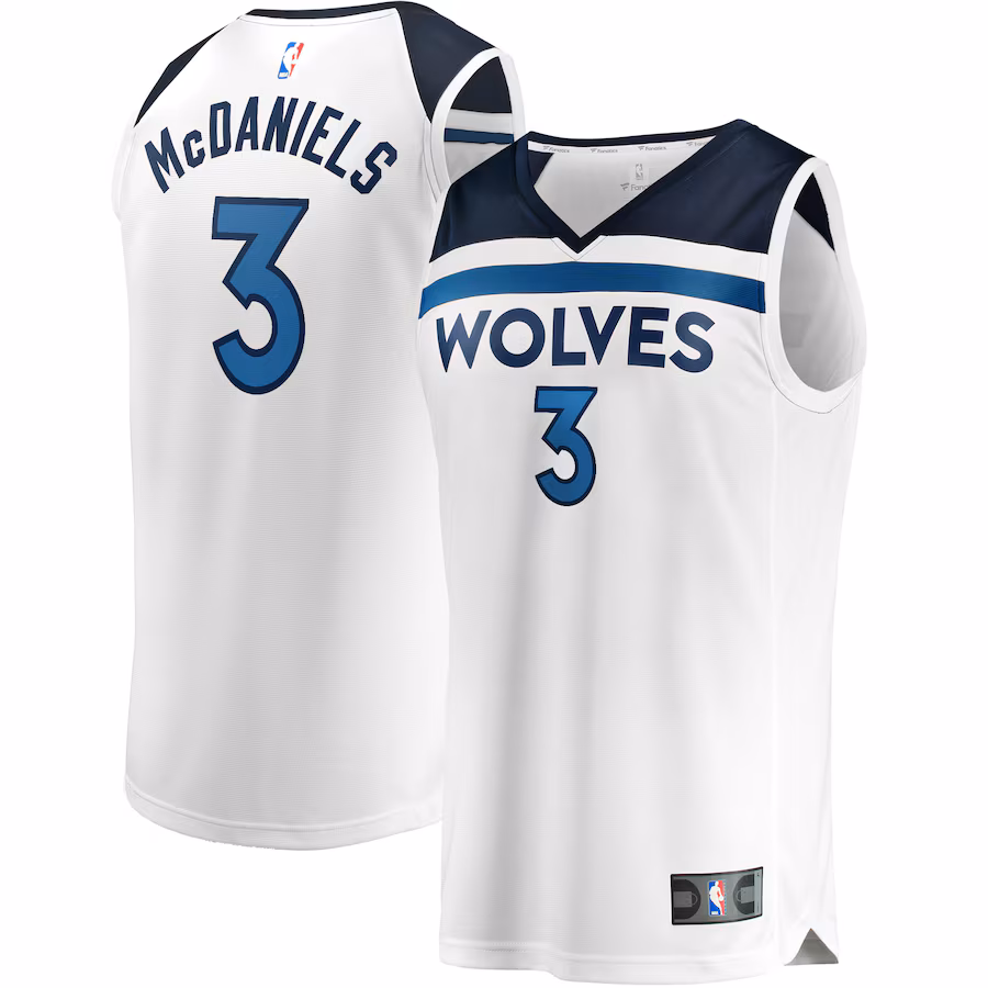 Men's Minnesota Timberwolves Jaden McDaniels Fanatics White Fast Break Replica Player Jersey - Association Edition - Puhuasuan