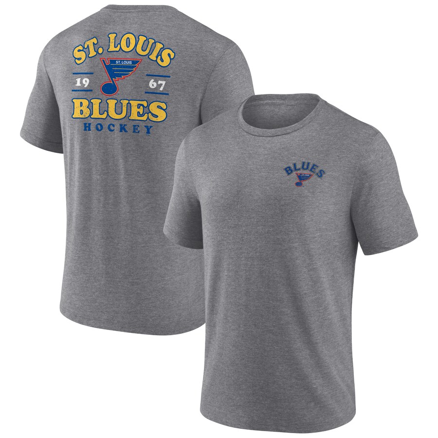 Men's St. Louis Blues Fanatics Heather Gray Winger Tri-Blend T-Shirt - Puhuasuan