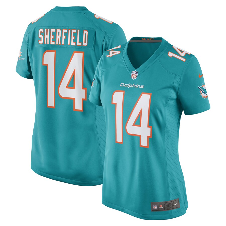Women's Miami Dolphins Trent Sherfield Nike Aqua Game Player Jersey - Puhuasuan