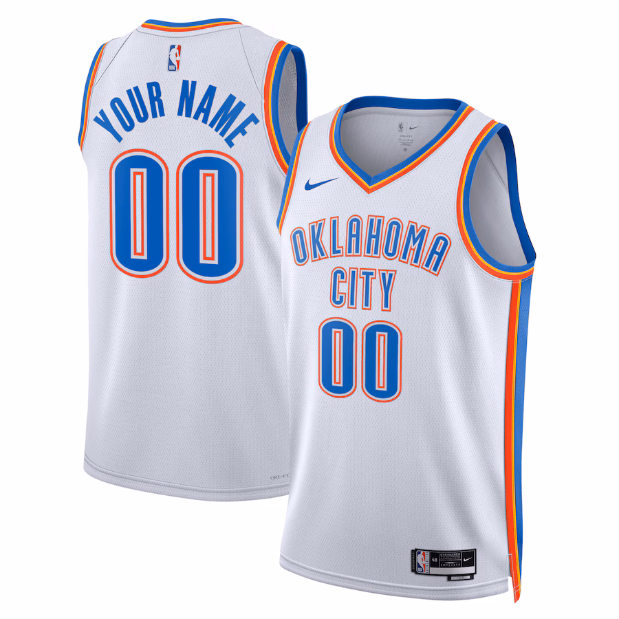 Unisex Oklahoma City Thunder Nike White Swingman Custom Jersey - Association Edition - Puhuasuan