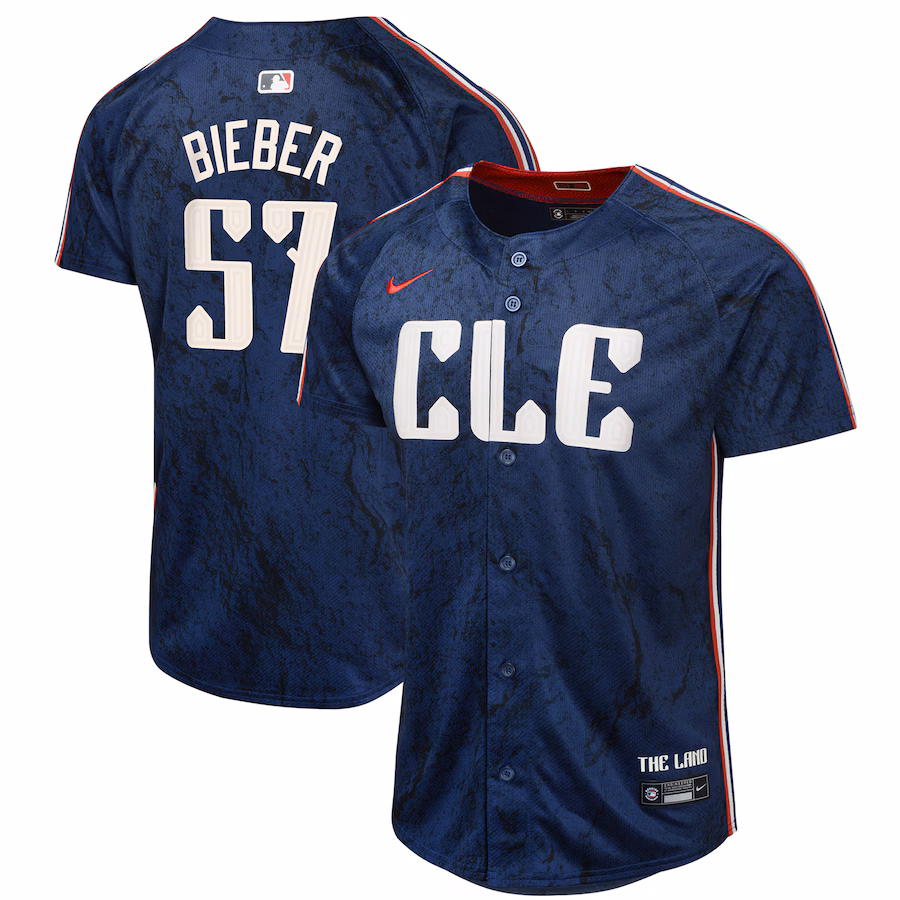 Youth Cleveland Guardians Shane Bieber Nike Navy 2024 City Connect Limited Jersey - Puhuasuan