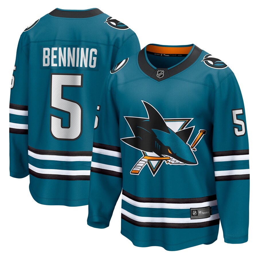 Men's San Jose Sharks Matt Benning Fanatics Branded Teal Home Breakaway Jersey - Puhuasuan