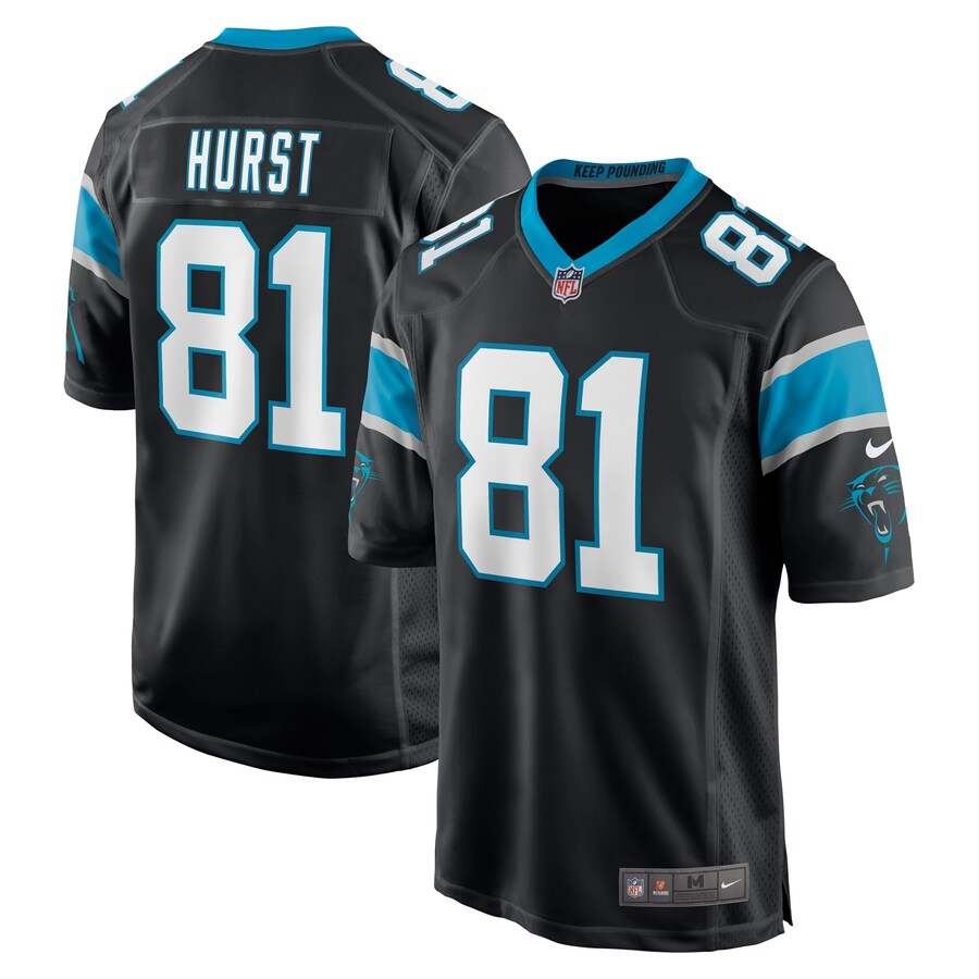 Men's Carolina Panthers Hayden Hurst Nike Black Game Player Jersey - Puhuasuan