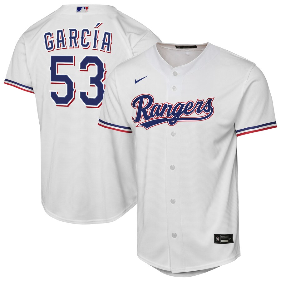 Youth Texas Rangers Adolis Garcia Nike White Home Replica Player Jersey - Puhuasuan