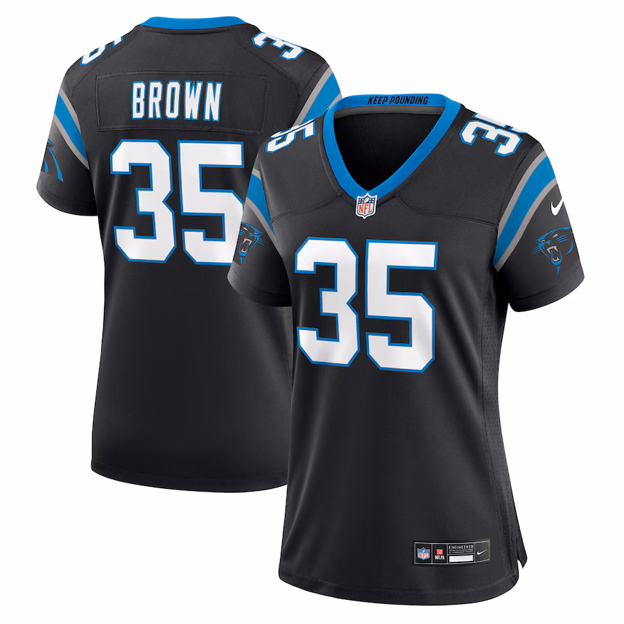Women's Carolina Panthers Anthony Brown Nike Black Game Jersey - Puhuasuan