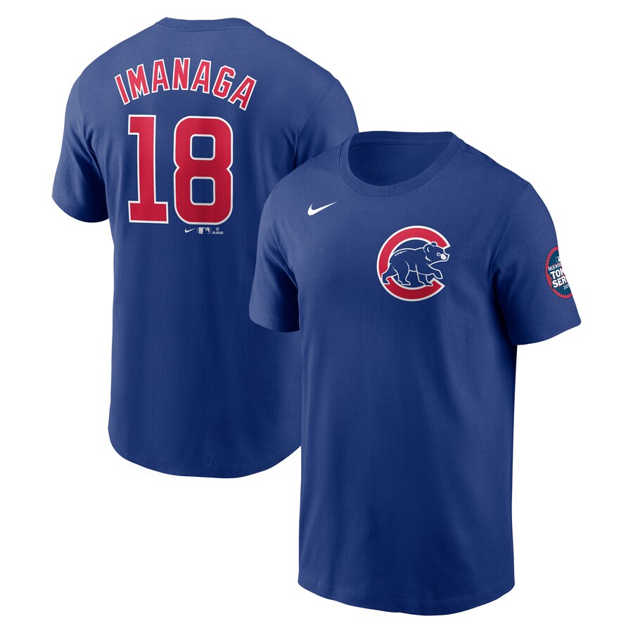 Men's Chicago Cubs Sh��ta Imanaga Nike Royal 2025 MLB World Tour: Tokyo Series Name & Number T-Shirt - Puhuasuan