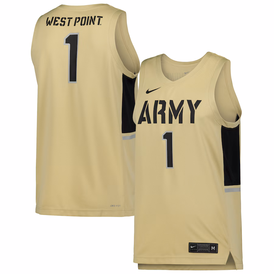 #1 Army Black Knights Nike Team Replica Basketball Jersey - Gold - Puhuasuan
